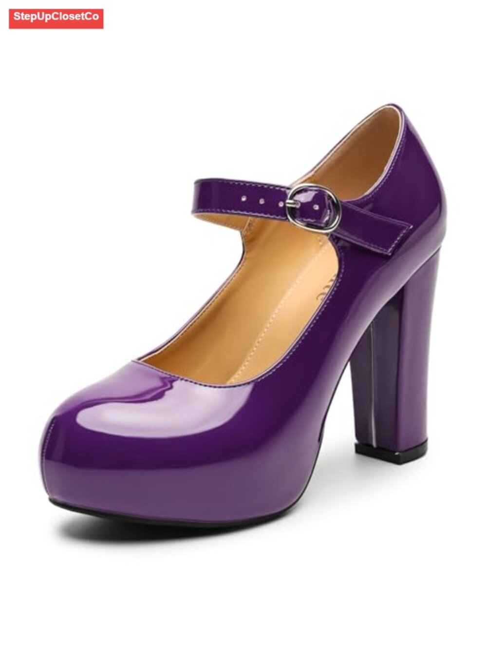 Women's Mary Jane Platform Pumps Chunky Heel Ankle Strap Round Toe Dress Shoes